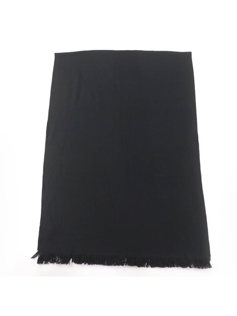 Gucci Wool 100% Logo Large Scarf with Fringe Shawl Black 70